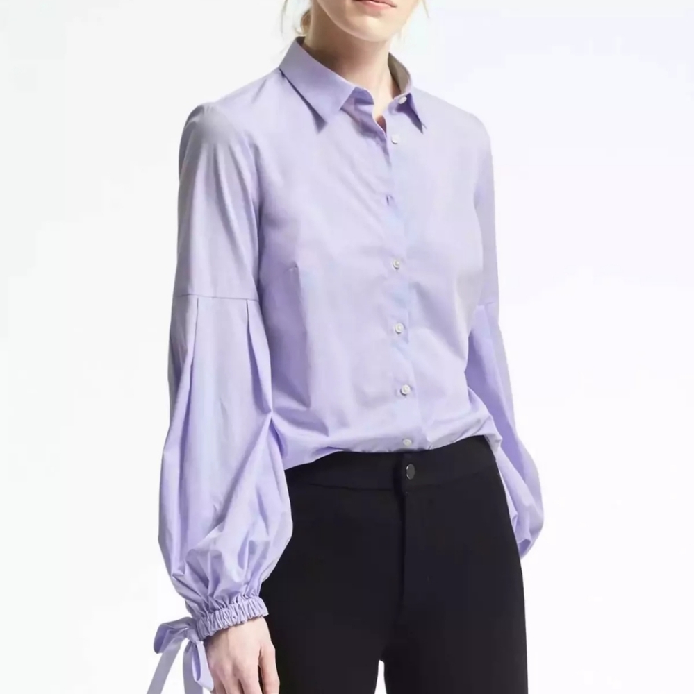Banana Republic Riley Bell-Sleeve Shirt Blue Size 4P - Picture 1 of 5